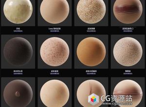 33组Substance高质量逼真人物皮肤细节材质预设