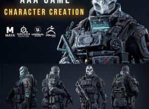 AAA高质量游戏人物角色建模贴图渲染全流程ZBrush+Maya+MD+SP+UE5教程+中英文字幕