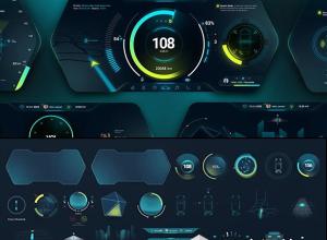 AE+PR模板-73个科技智能汽车仪表盘屏幕HUD UI元素 Car Cluster HUD UI Templates