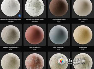 127组Substance真实建筑墙面石膏纹理贴图素材包 Plaster