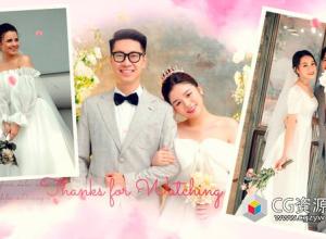 PR模板-明亮金色优雅花卉花朵婚礼照片幻灯片 Wedding photo slideShow