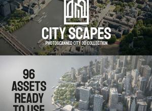 Blender预设96组城市景观楼房建筑场景3D资产预设 City Scapes