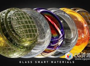 30组Substance玻璃材质预设 Glass Smart Materials for Substance 3D Painter