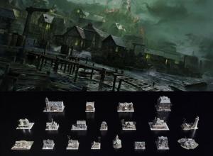 Blender模型-恐怖惊悚阴森英格兰小镇楼房木屋3D模型资产 Lovecraft