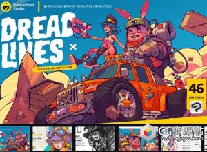 38款CSP卡通漫画插画绘画笔刷合集 Dreadlines for Clip Studio Paint