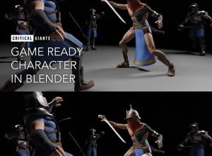 Blender+UE游戏角色雕刻建模贴图绑定动作教程+中英文字幕