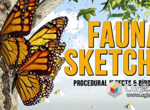 Blender鸟类昆虫飞动模拟动画插件 Fauna Sketcher Procedural Insects & Birds Motion