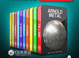 1000组C4D Arnold阿诺德金属布料木纹混凝土砖块石头地面道路人行道瓷砖材质贴图预设包