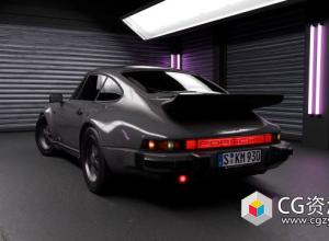 Blender汽车室内渲染场景资产预设 Neon Garage – Automotive Render Environment