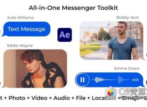 AE+PR模板-聊天消息气泡框语音对话表情图片发送动画 Message Pack
