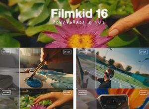 新品热门16mm复古美学胶片模拟电影广告旅拍达芬奇调色+LUT预设 Filmkid 16 Powergrade & LUT