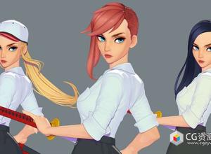 ZBrush制作风格化角色人物头发发型视频教程+中英文字幕