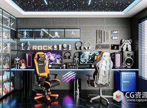 Blender电竞房桌椅电脑场景3D模型资产 Esport Gaming Collection 01