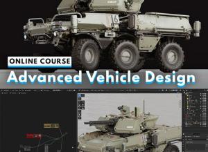 Blender+PS装甲炮车概念设计建模贴图渲染教程+中英文字幕
