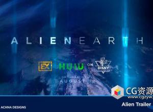 AE模板-科幻外星人太空电影预告片文字标题开场片头+背景音乐 Alien Trailer