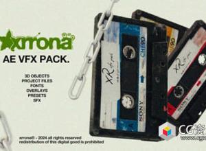 AE脚本-222个复古文字标题视觉特效叠加预设 Xrrona FX v1.0