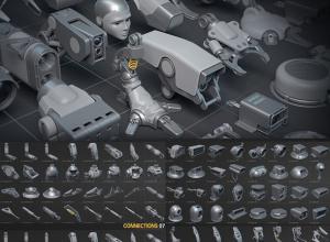 1271组机械手脚头零部件硬表面模型3D资产FBX/OBJ/Maya格式  Hard Surface Kitbash