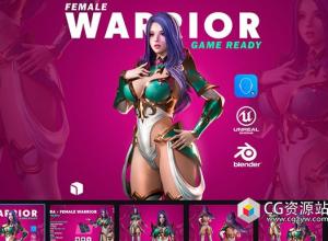Blender女战士角色绑定3D模型 Azura - Female Warrior Character - Blender 3D Model