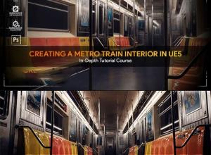 Maya+UE5+PT地铁车厢游戏环境建模贴图纹路灯光渲染教程+中英文字幕