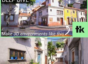 UE+Maya+ZBrush西班牙小镇三维场景设计建模贴图灯光渲染制作全流程教程+中英文字幕