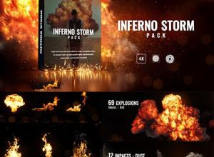 AE脚本-296组火焰爆炸燃烧烟雾粒子枪焰特效合成预设 Inferno Storm Pack V1