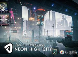 Unity科幻霓虹城市建筑街道资产SciFi Neon High City v1.0