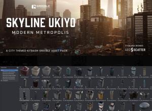Blender现代大都市城市楼房建筑高楼大厦3D模型资产预设