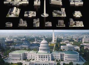 Blender模型-华盛顿特区纪念碑白宫国会大厦楼房建筑3D模型 Washington DC