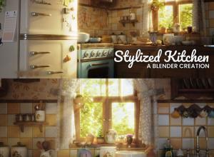 中英文字幕-Blender风格化梦幻厨房建模贴图材质灯光渲染合成全流程基础教程