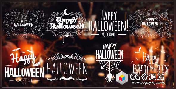 AE模板-4K万圣节创意文字标题动画 Halloween II