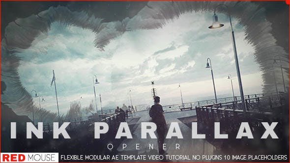AE模板-照片回忆水墨遮罩视差图片开场 Ink Parallax Opener