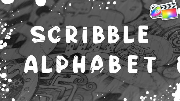 FCPX插件-多彩卡通手绘流体元素字母表动画 Scribble Alphabet