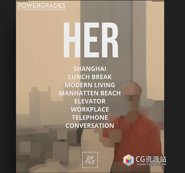 达芬奇调色节点-电影《她》复古怀旧暖色调模拟仿真逆向工程还原调色节点 Her Reverse Engineered PowerGrades-图片1