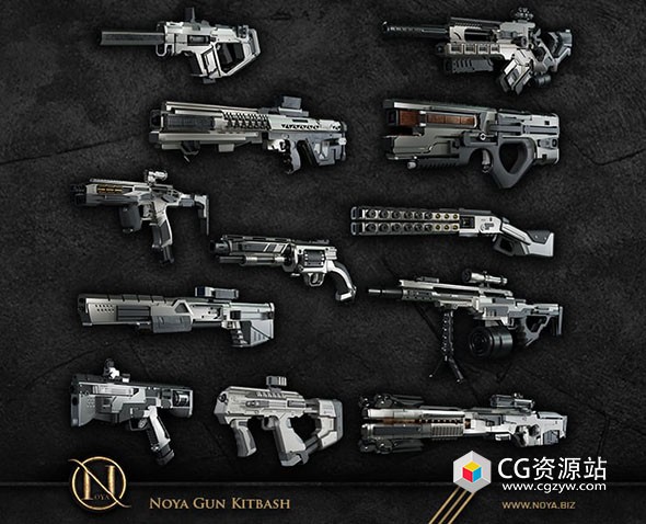 Blender游戏武器道具3D模型 Noya Gun Kitbash-图片1
