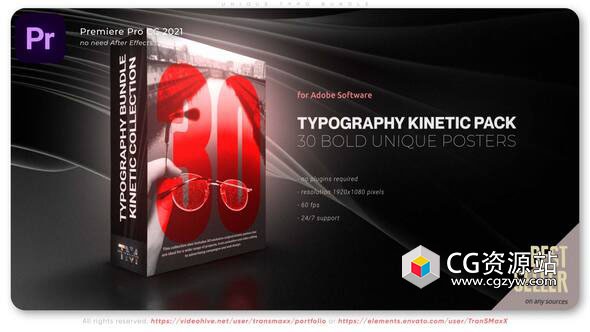 PR模板-30种海报动态标题排版动画 30 Kinetic Titles