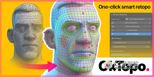 Blender头部布线重拓扑插件 Oktopo Remesher V1.0