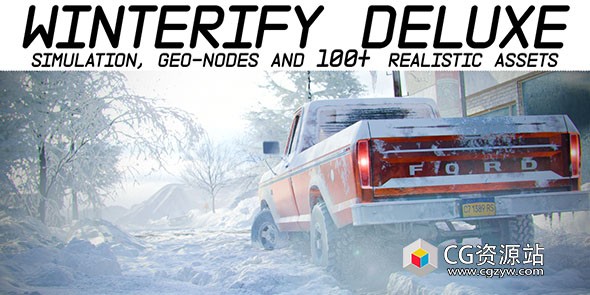 Blender冬季场景环境模拟资产预设 Winterify Deluxe-图片1