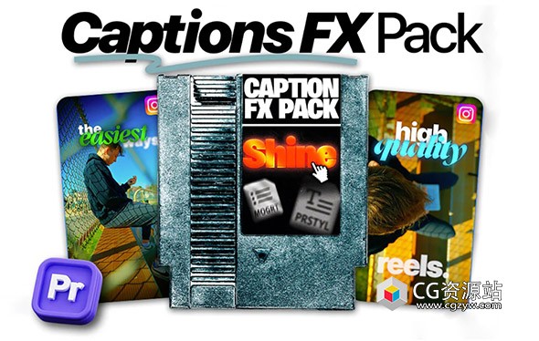 PR模板-闪光文字标题动画Mogrt预设+字体 Caption Fx Pack-图片1