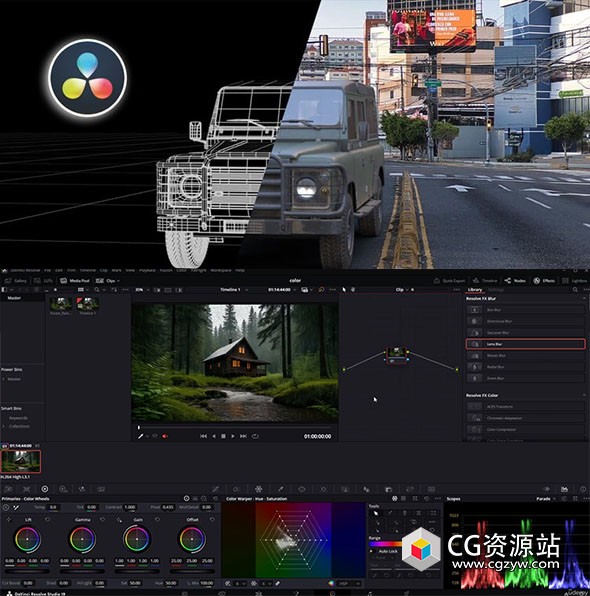 达芬奇20完整训练营视频剪辑动态图形文字调色Fusion 3D动画特效大师课程+中文字幕