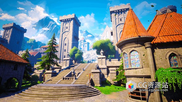 Unreal风格化奇幻城堡环境 Stylized Fantasy Castle Environment UE5.0